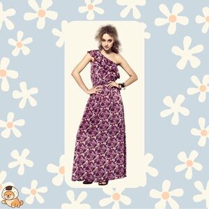 Liberty of London for Target One Shoulder Ruffle Maxi Dress in Pink Garla, Sz Sm